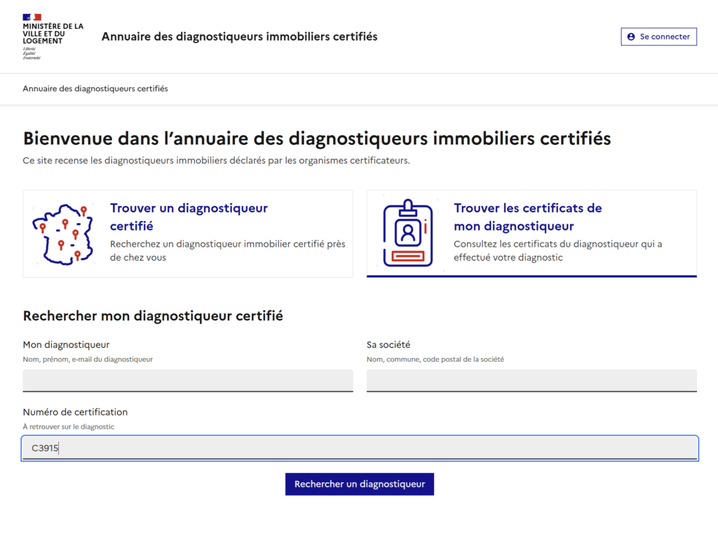 Annuaire des diagnostiqueurs