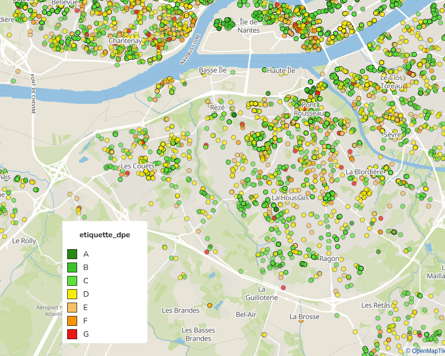 Carte étiquettes DPE Rezé
