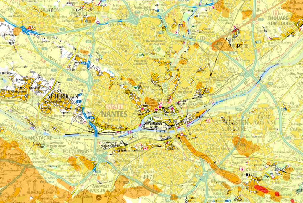 Retrait-gonflement des argiles - carte pour Nantes et sa métropole