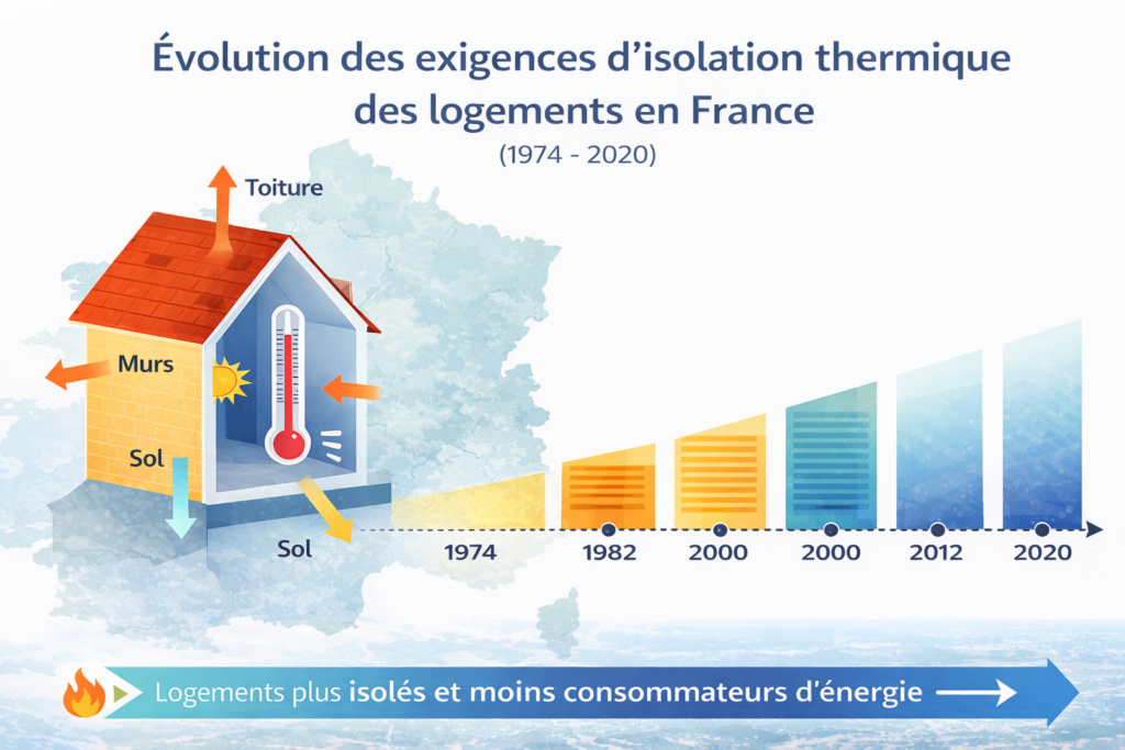 Evolution des exigences d’isolation thermique dans les logements en France